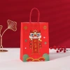 New Year red festive kraft paper bags, gift bags, Spring Festival casual gift bags, milk tea takeout packaging bags wholesale. Specification image